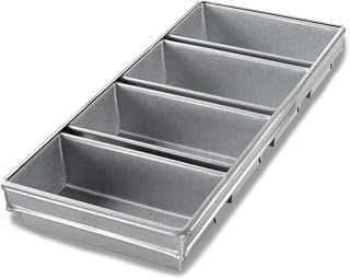 Chicago Metallic Bread Pan Set, 4-pan, 9-23/32" x 21-7/8" x 2-3/4" overall | 4-pan, 9-23/32" x 21-7/8" x 2-3/4" overall, (4) 9" x 4-1/2" strapped pans, wire in rim, band over wire, folded construction