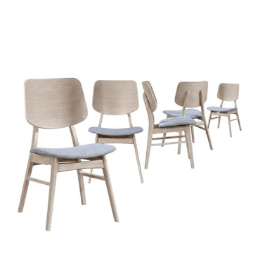 Fabric-Upholstered Wood Dining Chairs Set of by Starlight Canyon Home – Solid + Manufactured Wood, Foam, Fabric (Polyester), Grey, Pack of 6