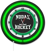 Holland Bar Stool Clk19BKNorDakHky NCAA 19 in. Dia. University of North Dakota Hockey Double Neon Wall Clock Black