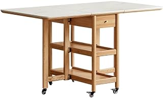 Mesa De Jantar Solid Wood Folding Dining Table, Small Household Movable Dining Table, Modern and Simple Retractable Rock Board Dining Table Diner Table(1500 * 800 * 772mm)