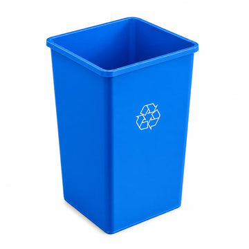 Glownary Square Recycling Bin – 35 Gallon Capacity, Blue, Indoor Outdoor Use, 19.5W x 19.5D x 27.6H inches