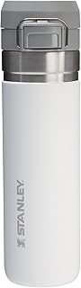 STANLEY Quick Flip GO Bottle, 24 oz, Frost | Push Button Lid | Packable for Travel and Sports | Leakproof Water Bottle | Insulated Stainless Steel | BPA-Free