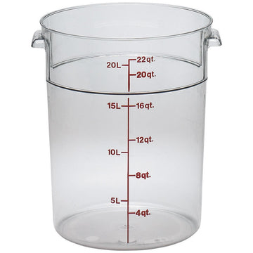 22 qt. Camwear Round Food Storage Containers by Cambro – 22 Quart, Polycarbonate (PC), Clear, Pack of 6, Model RFSCW22-135