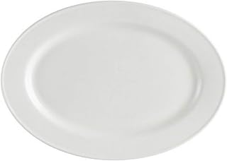 CAC China EVT-13 Elegant Everest Fully Glazed Porcelain Oval Platter, 11-3/4" by 8-1/4" by 3/4", Bone White (Box of 12)