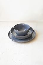 Kalalou Stonewash Ceramic Dinner Plate, Salad Plate and Bowl, Set of 3, Kitchen Accessories, Gray, CTE1018