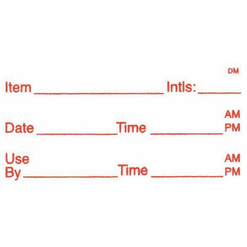 White Dissolvable Use by Labels Red Imprint - 2" L x 1" H by HUBERT – Paper, White, Pack of 500, Model 10468