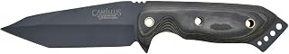 Camillus 7.75" Durable Rust&Corrosion-Resistant AUS-8 Japanese Steel Full Tang Construction Micarta Handle Tactical Hunting Fixed Blade Knife with Ballistic Nylon Sheath