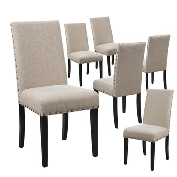 Solid Wood Dining Chairs Set of by Starlight Canyon Home – Solid + Manufactured Wood, Beige, Pack of 6