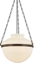 Troy Lighting Paradigm 1-Light 19" Pendant | Bronze | Opal Glossy Glass Shade | Modern Lantern Design | Large Student-Style Pendant Light | Sculptural Overhead Fixture | Damp Rated | Model F5119-BRZ