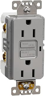 by Schneider Electric Square D X Series 125-Volt Tamper Resistant GFCI Duplex Decorator Receptacle Back Wire Clamps, 15 Amps, Matte Gray (SQR51101GY)