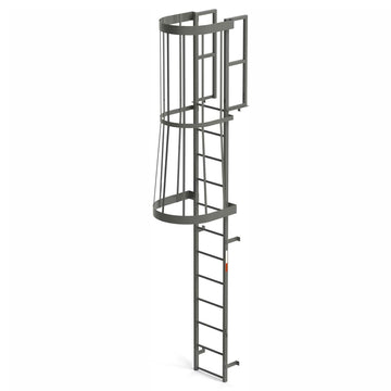 EGA Steel Fixed Cage Ladder by EGA Products – 44.25"L x 31"W x 50"H, Alloy Steel, Gray, Model FC12