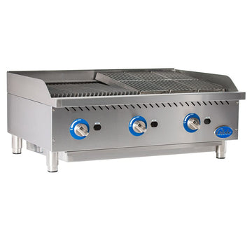 Food Equip Countertop 36" Cast Iron Radiant Gas Charbroiler by Globe – Stainless Steel, Metallic, Model GCB36G-CR