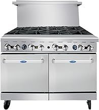 Atosa AGR Commercial Gas Range, 48" Gas Range, (8) Burners Top, (2) 20" Standard Ovens, Natural Gas (AGR-8B-NG)