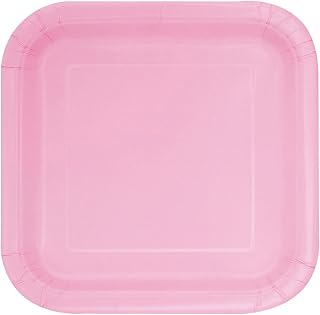 Unique Party Lovely Pink Square Dessert Plates - 7" (Pack of 16) - Elegant Design - Perfect for Any Occasion