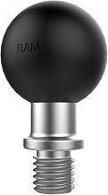 M10 x 1.25 Motorcycle Mirror Ball Adapter with B Size Ball | Threaded post adapter compatible with RAM Mounts B Size mounting systems for phones, GPS and cameras