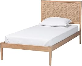 Baxton Studio Lara Twin Platform Bed Wood Bed Frame with Headboard Oak Brown