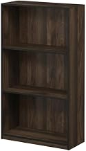 Furnifact Columbia Walnut Black 3-Tier Bookcase Storage Shelves with Wooden Material, Modern Design, Durable Frame for Home and Office Organization