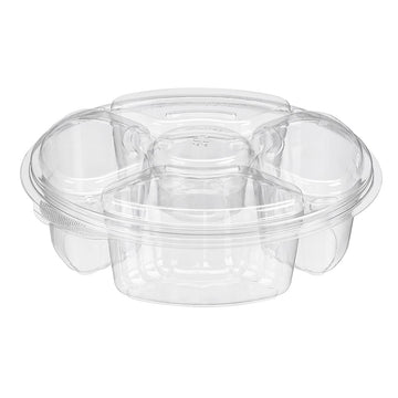 Pl065 4-Cmpt Platter Combo W/ Dip Holder 10.25X2-13/16 65-Oz by Inline Plastics – Plastic, Pack of 100, Model 75002569