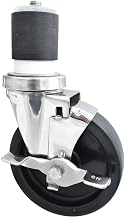BK Resources 5" Polyolefin 2" Expanding Stainless Steel Stem Swivel Caster for Work Tables with Top Lock Brake, NSF, 300lb Capacity Per Wheel