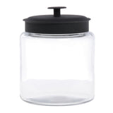 Anchor Hocking 96 oz Clear Glass Montana Jar with Black Lid - 6 3/4"Dia x 8 3/4"H by Oneida – 96 oz, 96.0 ounces, Glass, Clear, Model 96712
