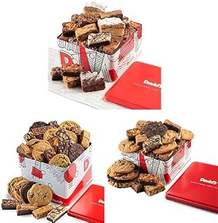 David's COOKIES Deluxe Treats Trio - Assorted Brownies & Crumb Cake Gift Basket Tin, Assorted Cookies and Brownies Party Pack, and Gourmet Assorted Cookies and Brownies Gift Tin Basket