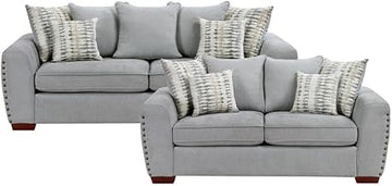 Lexicon Hume Chenille Fabric Upholstered Love Seat in Gray