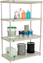 Nexel Plastic, 4 Tier, Solid Shelving Unit, Silver Epoxy Posts, 36" W x 18" D x 63" H