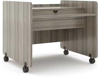 Tot Mate Single Kids Mobile Desk - Wooden Computer Station with Wheels, Ideal for Toddlers, Children's Study, Writing, Activity Table for Daycare or Classroom, 30" Wide -Ready-to-Assemble, Elm Gray