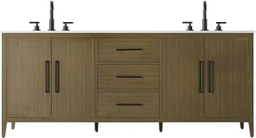Elegant Kitchen and Bath 84" Double Bathroom Vanity in Chestnut Brown