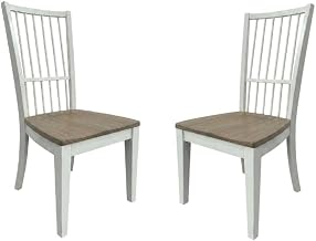 Starlight Canyon Home White Spindle Back Dining Chair Two Pack, American Traditional Style, Comfortable Seat, 18-Inch Height, Durable, for Kitchen and Dining