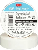 3M Vinyl Electrical Tape,165, Temflex, 3/4 in W x 60 ft L, 6 mil Thick, White 165WH4A - 1 Each