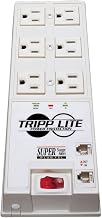 TRIPP LITE 6 Outlet Surge Protector Power Strip, 6ft Cord, Right-Angle Plug, Tel/DSL Protection, RJ11, $50,000 INSURANCE (TR-6FM)