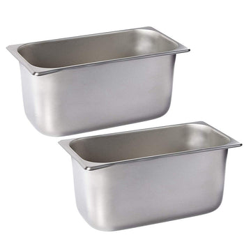 1/3 Size Pan 6" (NSF) (Set of 2) by Winco – 6 inches, Stainless Steel, Silver/Stainless Steel, Pack of 2