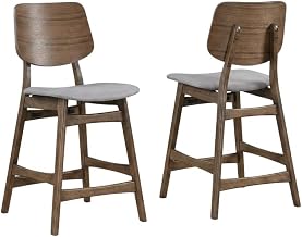 Starlight Canyon Home Solid Wood Counter Stools with Upholstered Seat, Set of 2 Bar Stools for Kitchen Island and Counter Height, Dark Gray