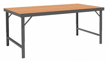 14 Gauge Steel Ergonomic Folding Leg Style Work Bench with Tempered Hard Board Over Steel Top by Durham – Steel, Gray, Model WBF-TH-3672-95