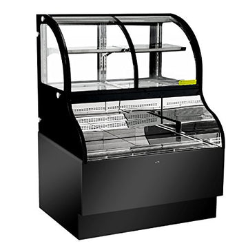 43550 REFRIGERATED SHOWCASES Dual Service Open Refrigerated Floor Display Case - 48" Wide by Omcan – 48” x 31.5” x 59”/ 1200 x 800 x 1500 mm, 8.864 cubic_feet, black, Model 47277