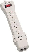 Tripp Lite 7 Outlet Surge Protector Power Strip, 7ft, Right-Angle Plug, Fax/Modem Protection, RJ11, $75,000 Insurance (SUPER7TEL), Gray, 10.3" x 2.8" x 1.5"