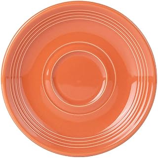 Tuxton China CPE-060 Saucer, 6" Diameter, Round, Microwave and Dishwasher Safe, Oven Proof, Fully Vitrified, Ceramic, TuxCare, Healthcare, Concentrix, Papaya, Pack of 12