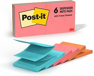 Post-it Pop-up Notes 3x3 in 6 Pads America's #1 Favorite Sticky Notes Poptimistic Collection Bright Colors (Magenta Pink Blue Green) Clean Removal Recyclable (Pack of 12)