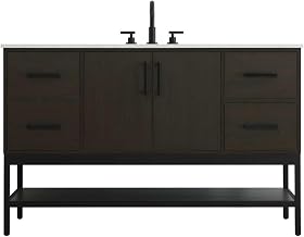 54" Single Bathroom Vanity in Mocha Brown