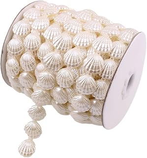 17mm Faux Pearl Seashell Beads Garland 30ft Wedding DIY Craft (Off-White) |