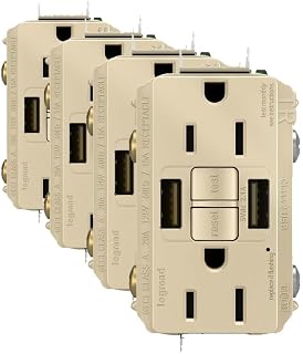 Legrand Radiant 15 Amp Tamper Resistant GFCI Outlet USB Type A Ivory 4 Pack