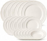 Villeroy & Boch Manoir 18 Piece Dinnerware Set, Creamy White | Porcelain dinnerware set made in Germany with intricate relief and rims, dishwasher and microwave safe, set for six
