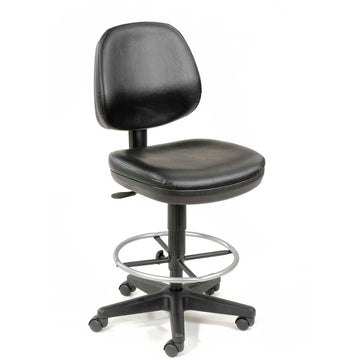 Interion Armless Task Stool with 24" to 29" Pneumatic by Global Industrial – 23.66"L x 23.66"W x 12.32"H, Black, Model 571119