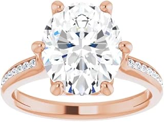 AVERA DIAMOND 1CT-3CT Unique Moissanite Engagement Ring for Women, Oval Cut Channel Set Wedding Ring Gifts for Women, 925 Silver, 10K/14K/18K Solid Gold Jewelry (2 CT, Rose)