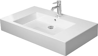 Duravit Vero 33 1/2" Rectangular Wall Mounted Sink in White with Single Faucet Hole and with Overflow