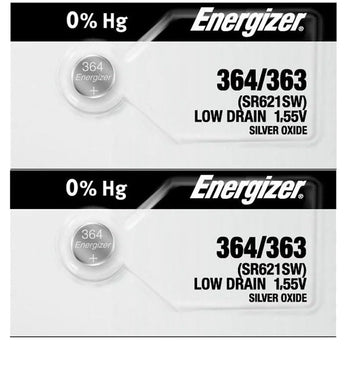 2 X 364 363 Silver Oxide Watch Batteries SR621SW SR by Energizer – Silver, Pack of 2, Model PT-65MR-8142