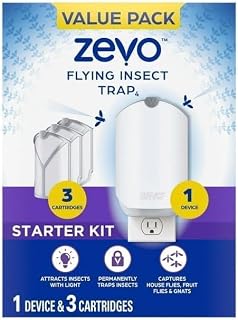 ZEVO Flying Insect Trap Refill Cartridges (1 Device & 3 Refill Cartridges Pack)