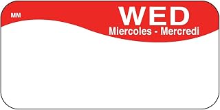 DayMark Safety Systems IT110036-3-WED MoveMark Day of the Week Trilingual Removable Label, Wednesday, 1" x 2", Red, Roll of 1000