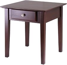 Furnifact Solid Wood End Table with Drawer, Shaker-Style Side Table for Living Room, Bedroom, or Corner, Small Square Accent Table, Walnut